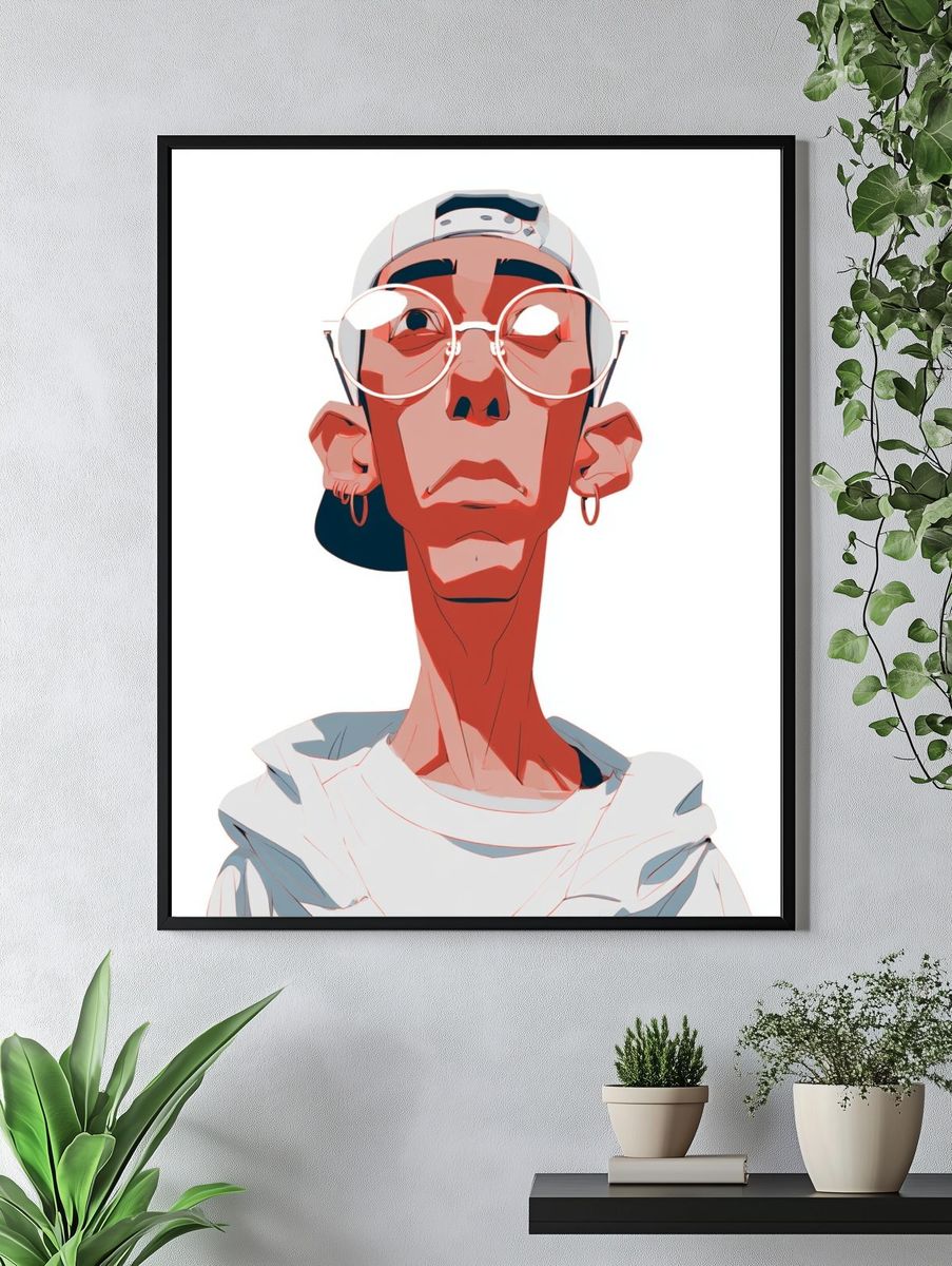 Stylized Portrait Illustration Poster. — room view 4