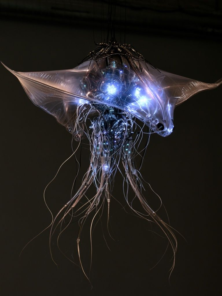Bioluminescent Jellyfish Digital Art Poster. poster detail