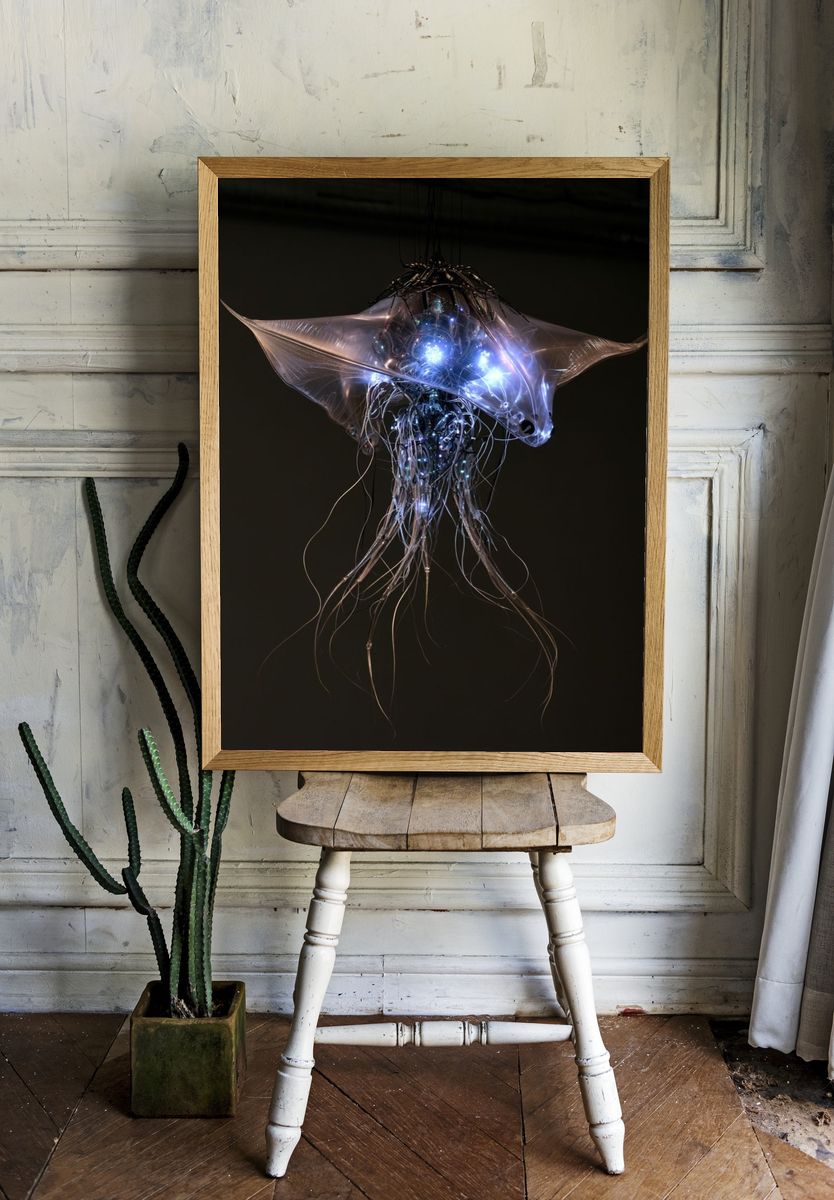Bioluminescent Jellyfish Digital Art Poster. room preview