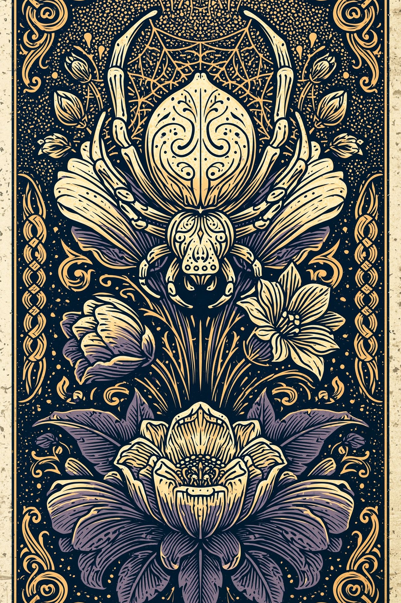 Ornate Beetle Floral Illustration Poster. poster detail