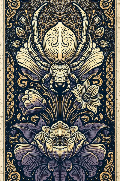 Ornate Beetle Floral Illustration Poster. poster