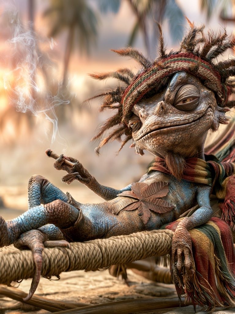 Tribal Lizard Character Illustration Poster. poster detail
