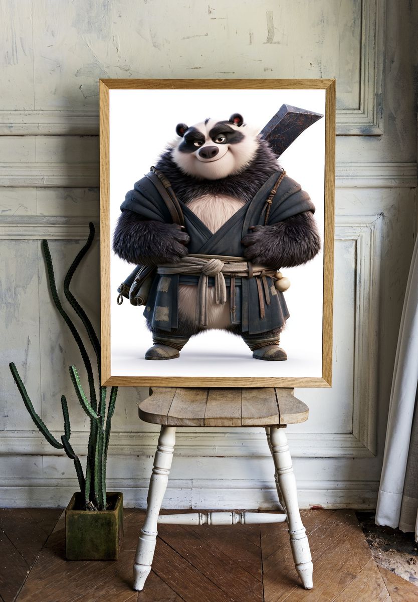 Samurai Panda Character Print. room preview