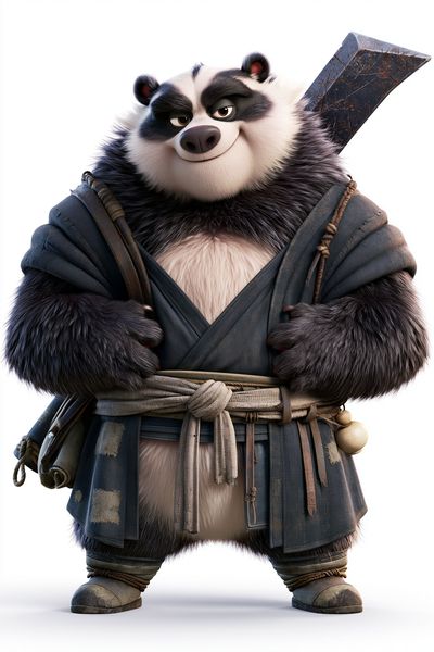 Samurai Panda Character Print.