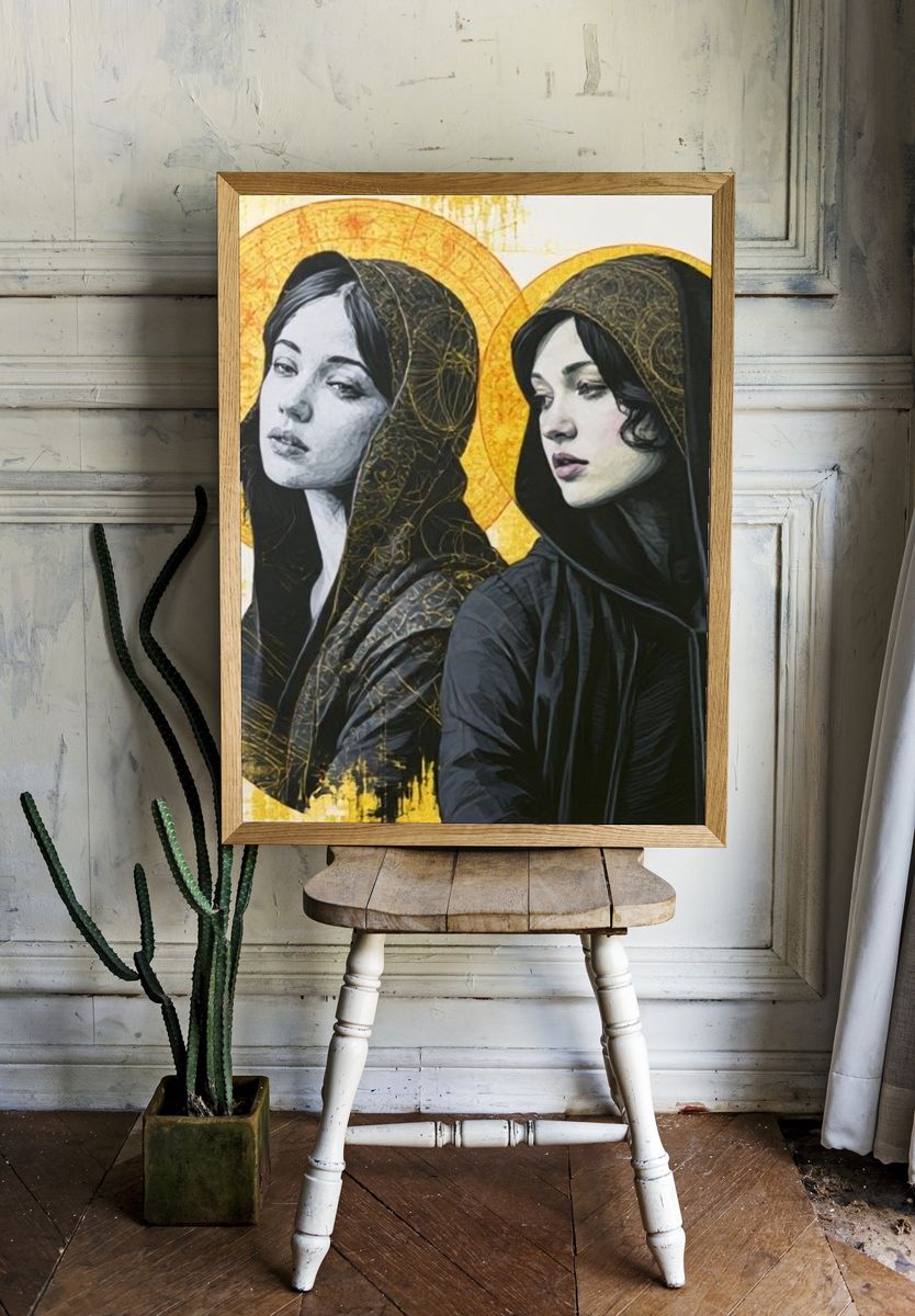 Dual Halo Portrait Illustration Poster. — room view 1