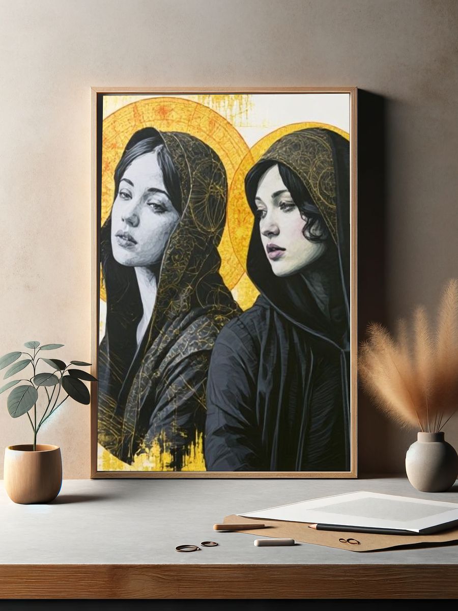 Dual Halo Portrait Illustration Poster. — room view 2