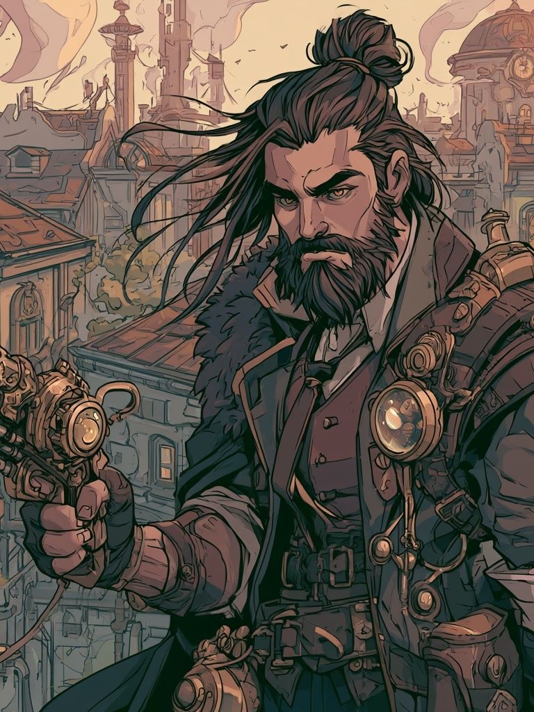 Steampunk Gunslinger Illustration Print. poster — illustration art