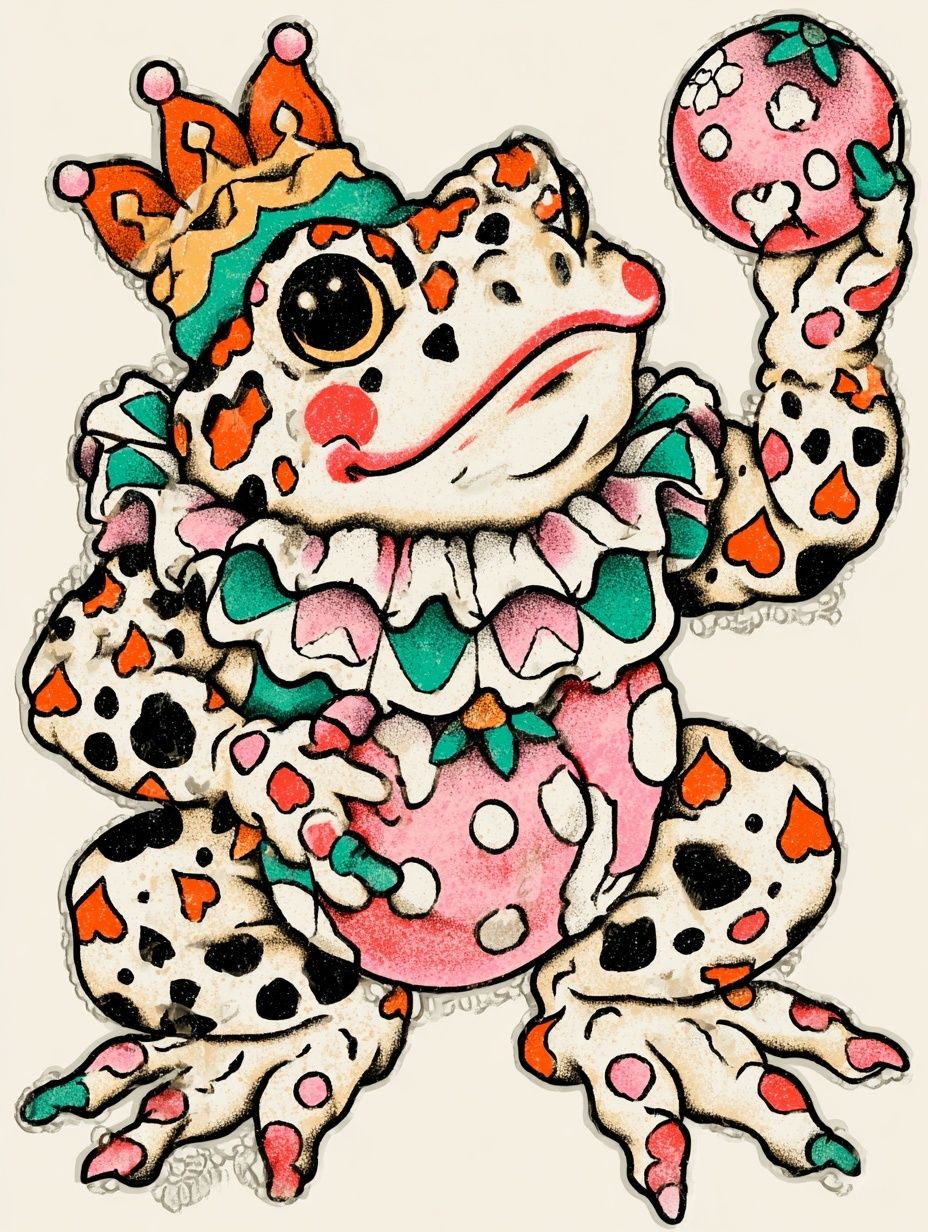 Whimsical Frog Illustration Poster. poster detail