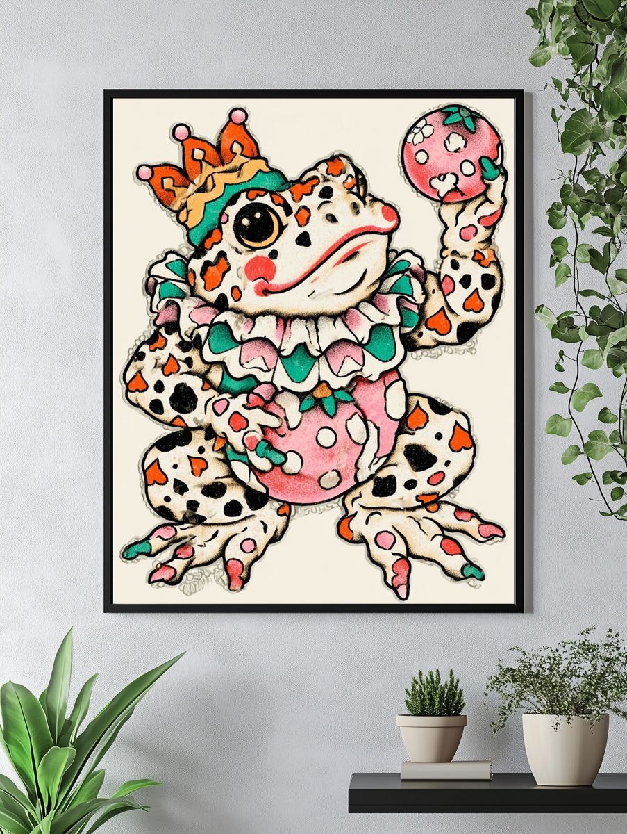 Whimsical Frog Illustration Poster. — room view 4