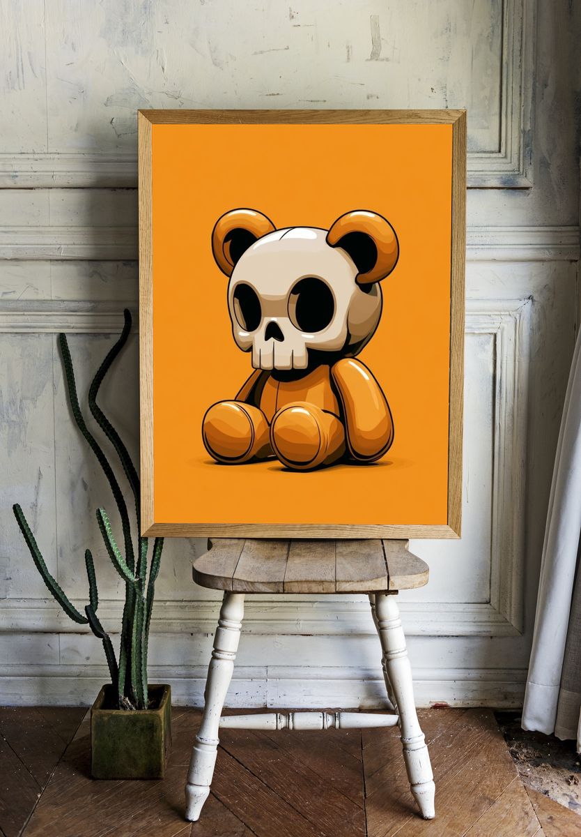 Skull Bear Cartoon Poster. — room view 1