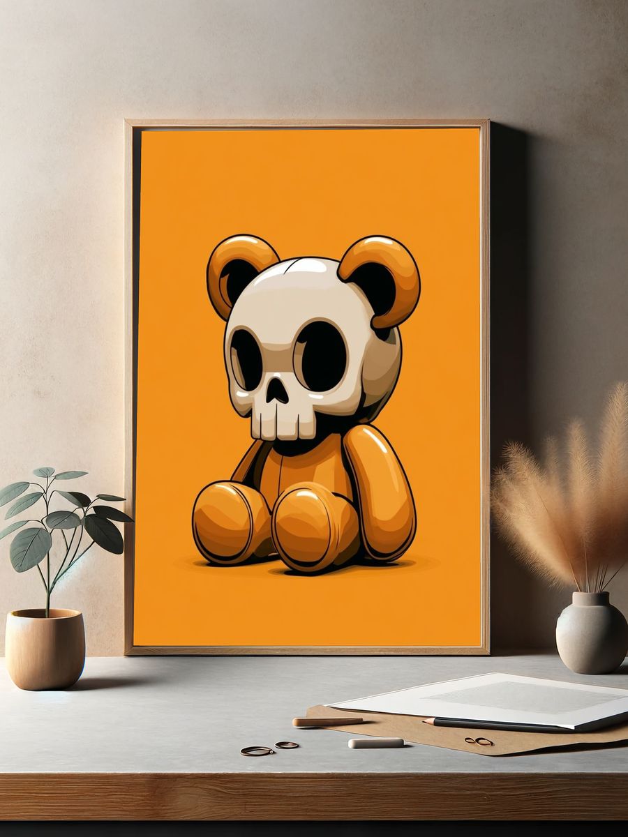 Skull Bear Cartoon Poster. — room view 2