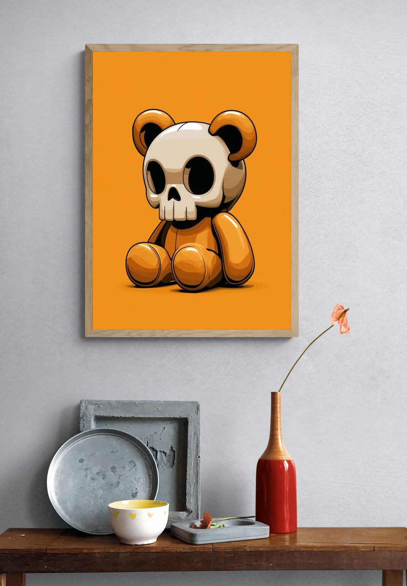Skull Bear Cartoon Poster. — room view 3