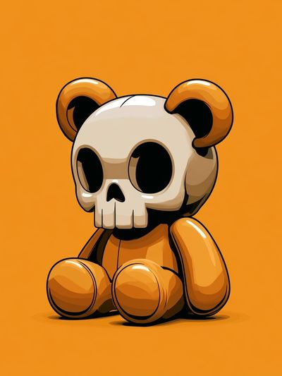 Skull Bear Cartoon Poster.