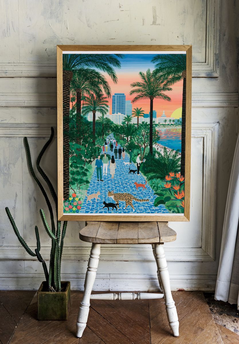Palm Beach Sunset Illustration Poster. room preview