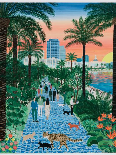 Palm Beach Sunset Illustration Poster.