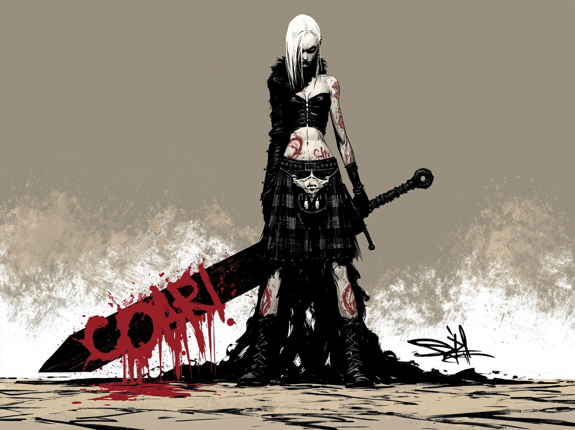 Dark Fantasy Warrior Illustration Poster. poster — illustration art