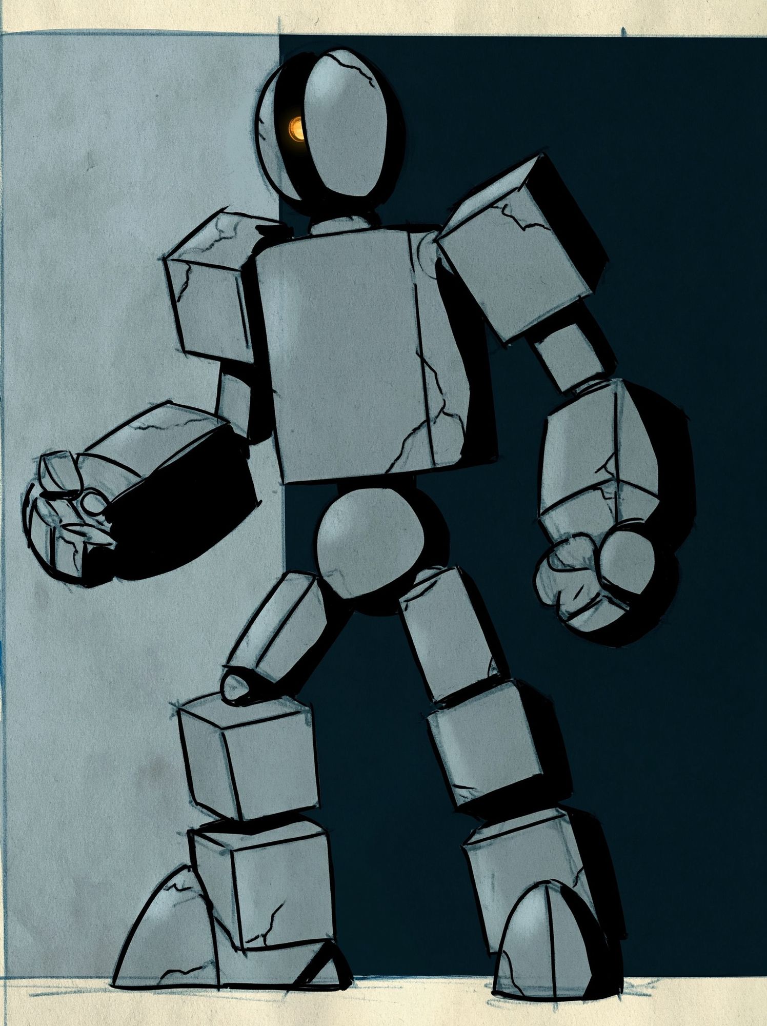 Abstract Robot Figure Illustration Poster. poster detail