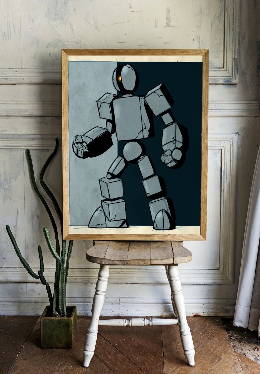 Abstract Robot Figure Illustration Poster. room preview