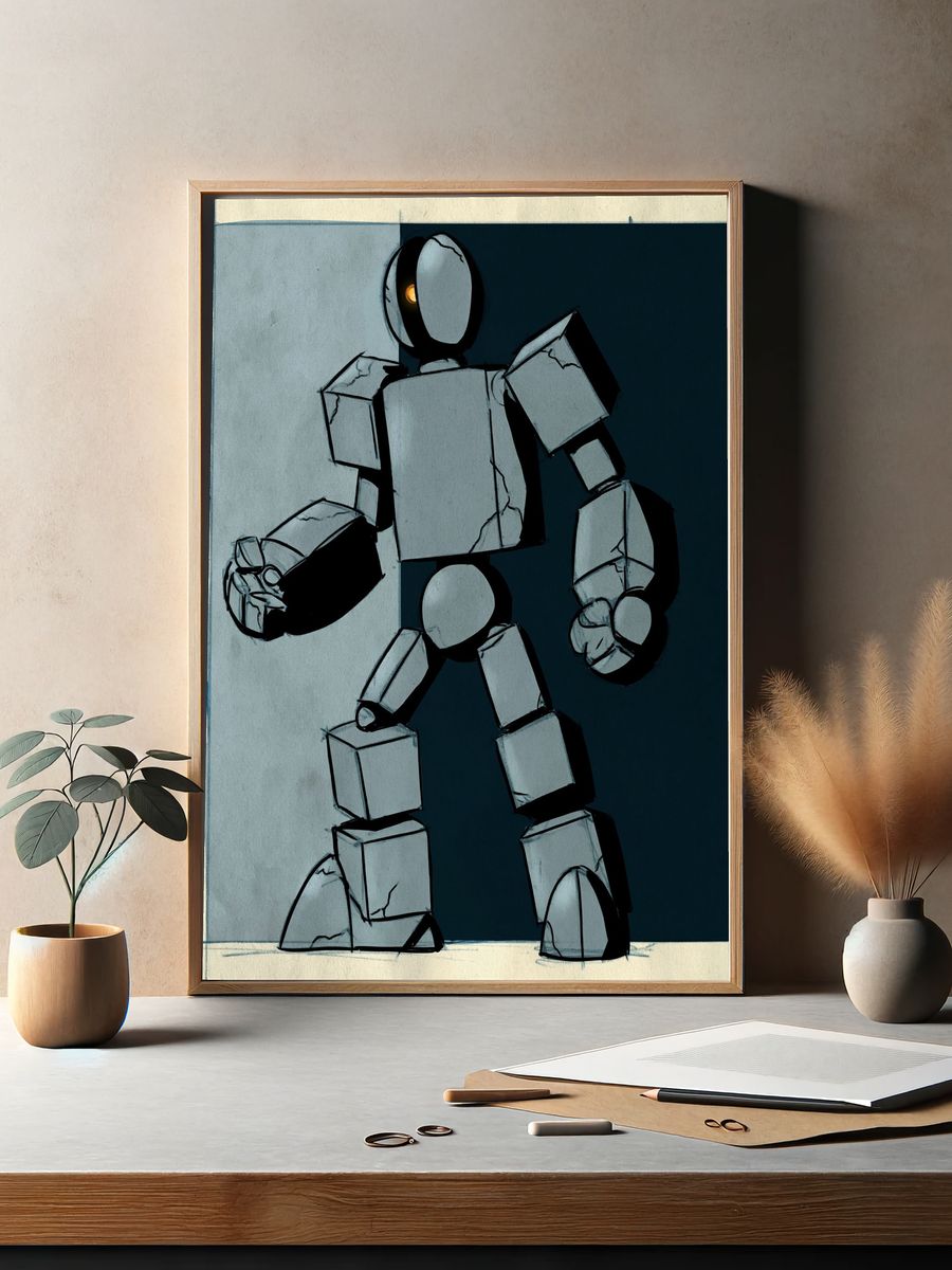 Abstract Robot Figure Illustration Poster. — room view 2