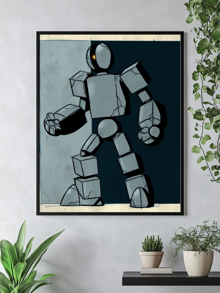 Abstract Robot Figure Illustration Poster. — room view 4