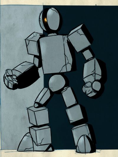 Abstract Robot Figure Illustration Poster.