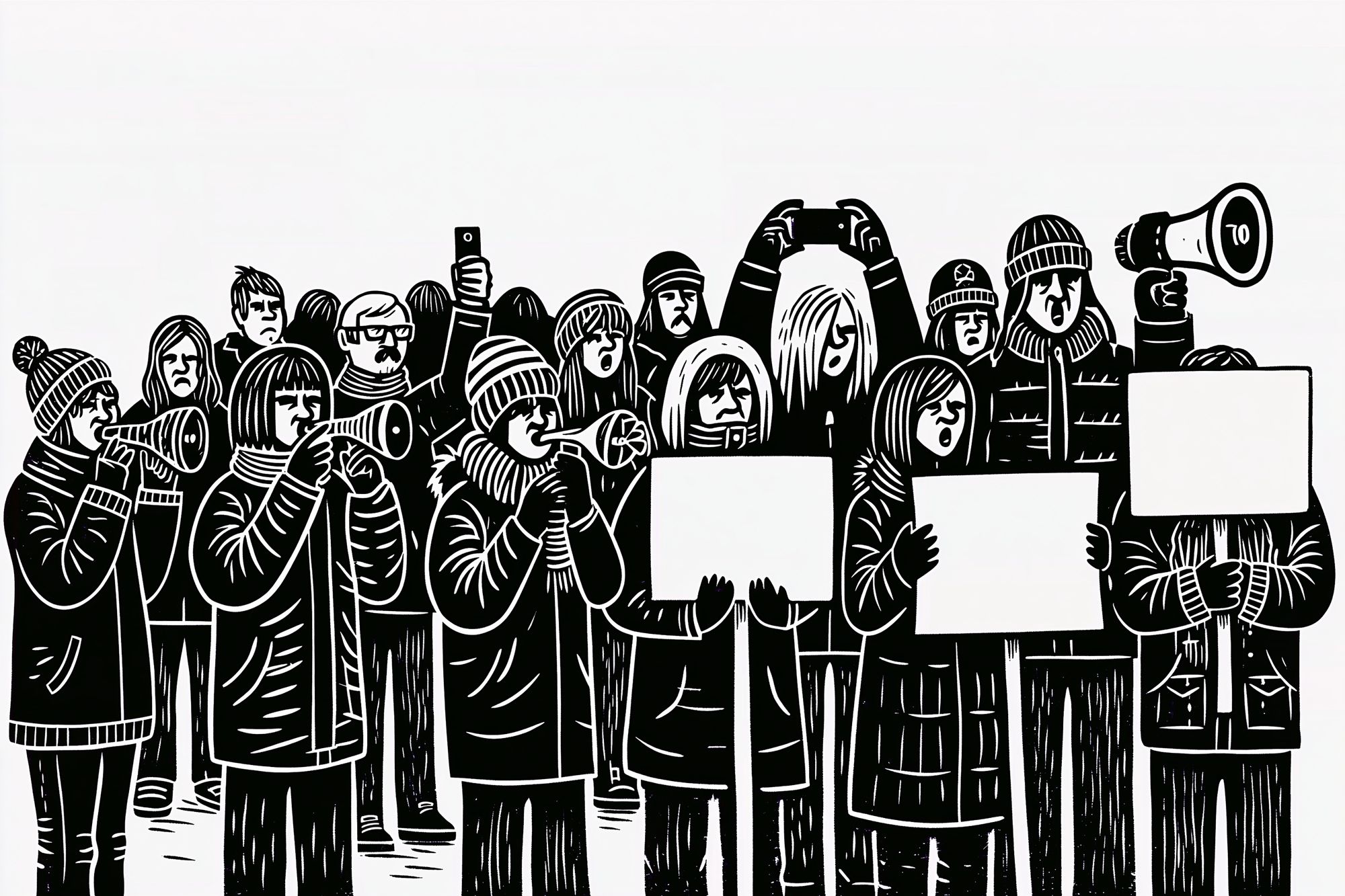 Protest Crowd Illustration Poster. poster detail