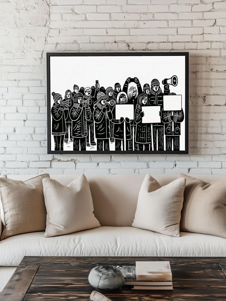 Protest Crowd Illustration Poster. room preview