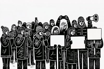 Protest Crowd Illustration Poster.