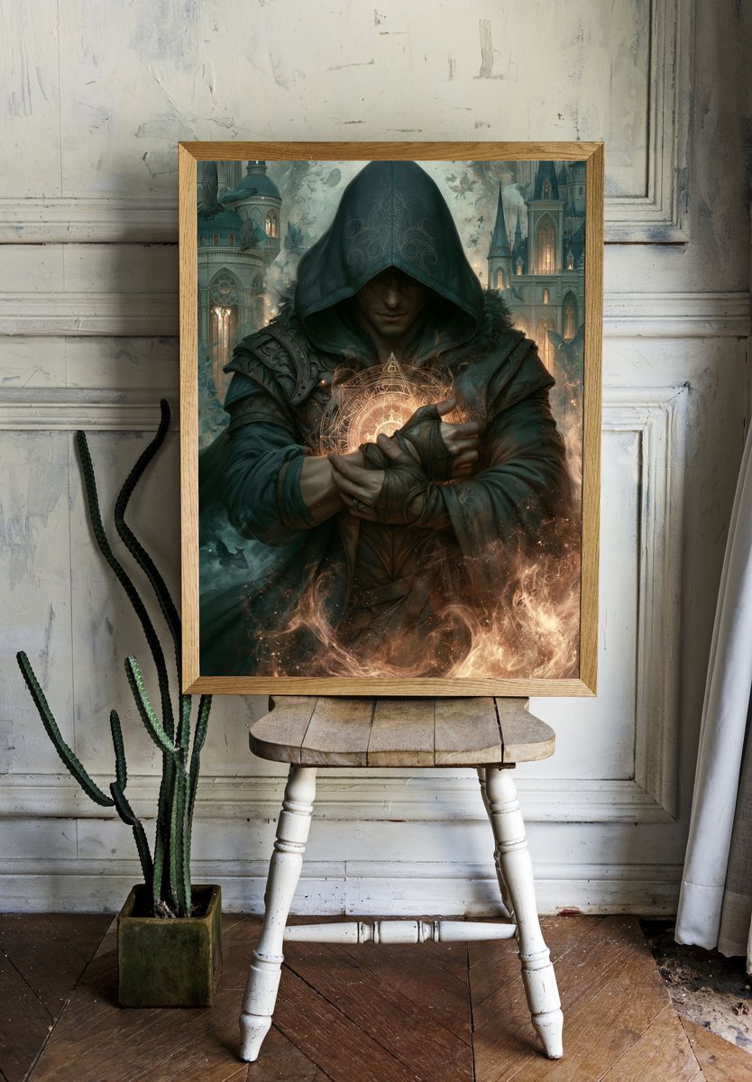 Masked Geisha Portrait Print. room preview