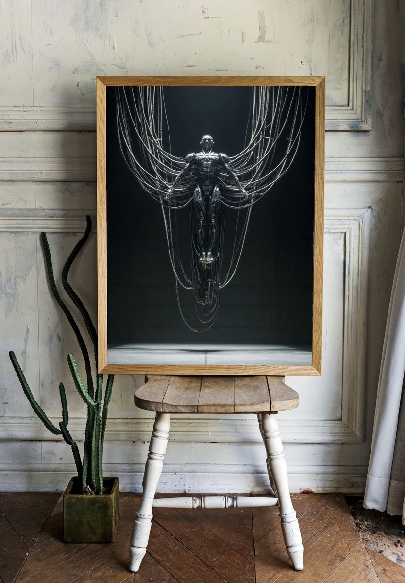 Cybernetic Figure Sci-Fi Poster. room preview