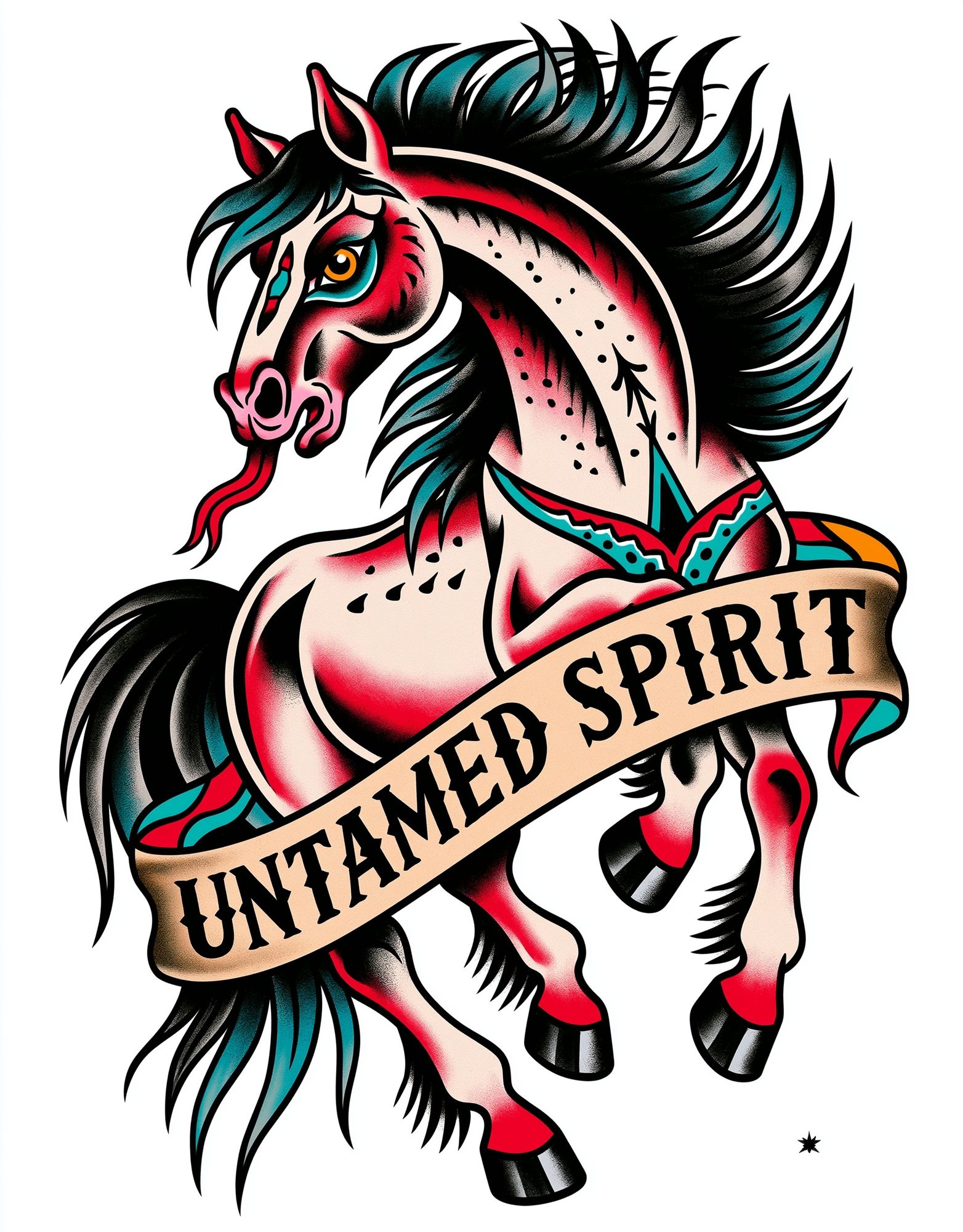 Untamed Spirit Horse Illustration Poster. poster detail