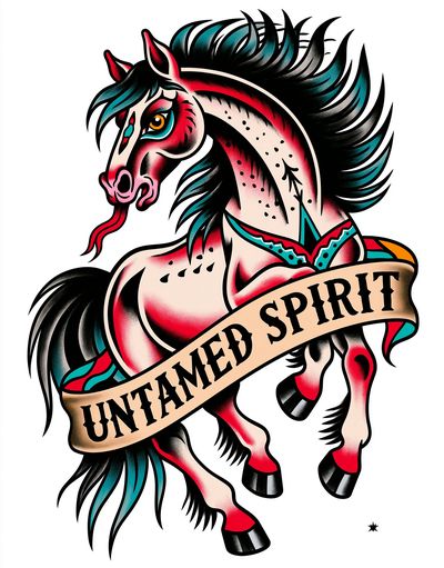 Untamed Spirit Horse Illustration Poster.