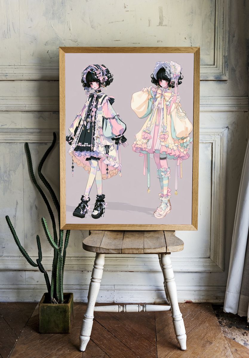 Pastel Lolita Fashion Illustration Poster. room preview