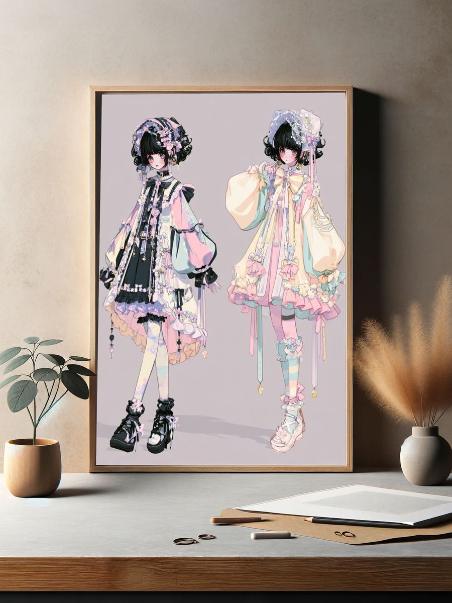 Pastel Lolita Fashion Illustration Poster. — room view 2