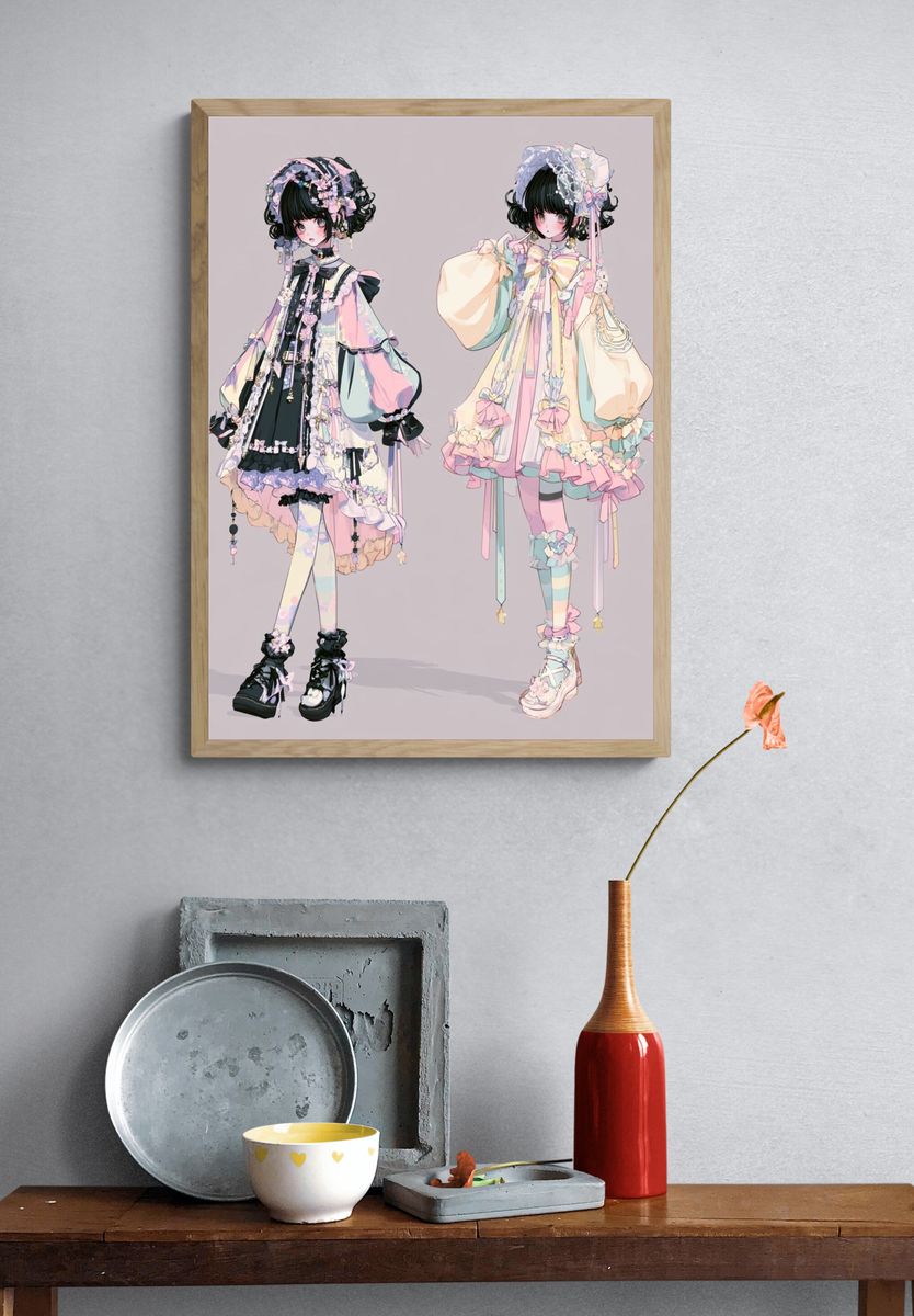 Pastel Lolita Fashion Illustration Poster. — room view 3