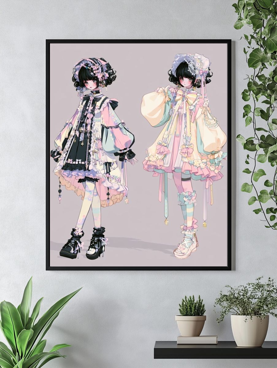 Pastel Lolita Fashion Illustration Poster. — room view 4