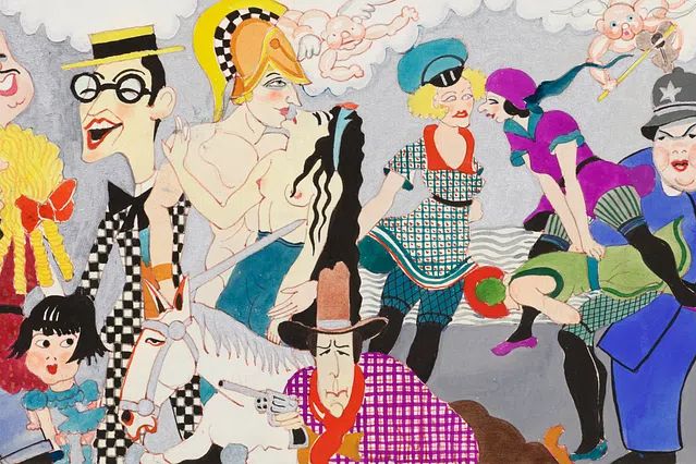 Wilshire Bowl Restaurant mural designs. poster detail