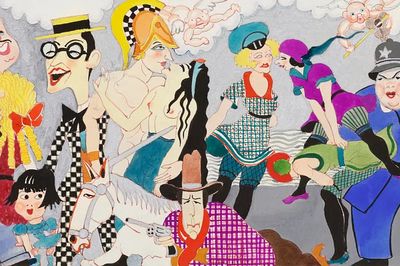 Wilshire Bowl Restaurant mural designs. poster print