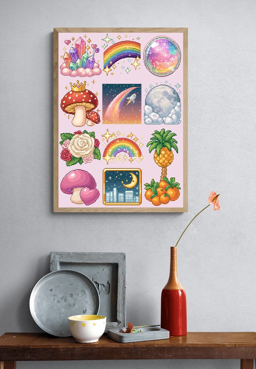Stained Glass Woman Illustration Poster. — room view 3