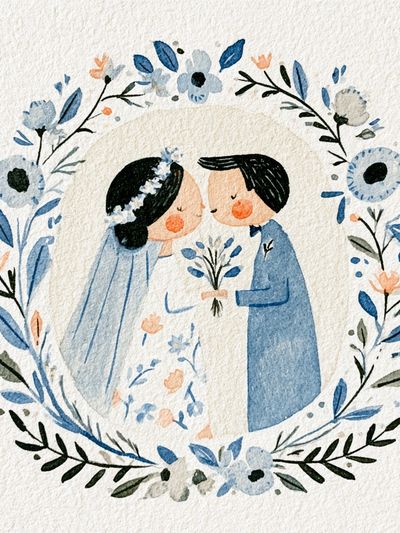 Wedding Couple Watercolor Poster. poster
