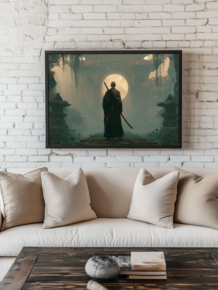 Samurai Temple Gate Digital Art Print. room preview