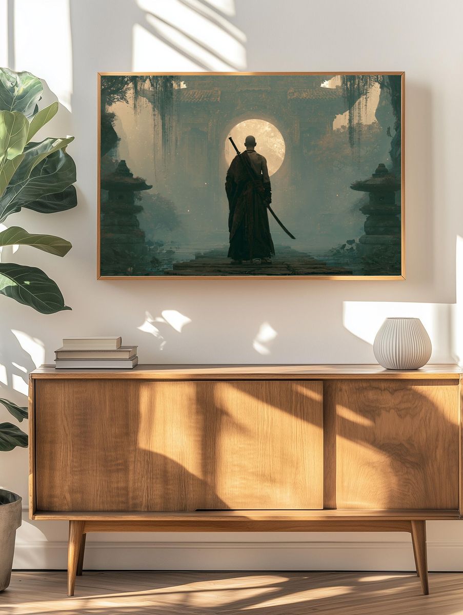 Samurai Temple Gate Digital Art Print. — room view 3
