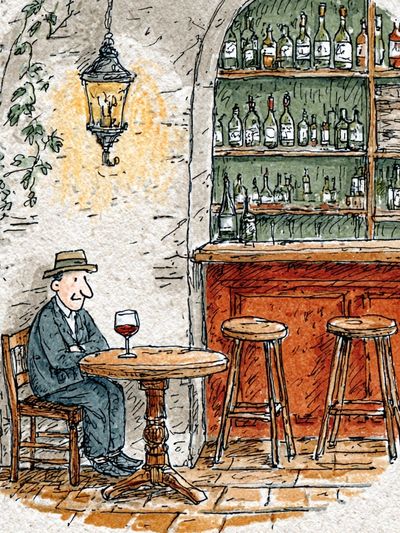 Café Wine Bar Illustration Poster. poster print