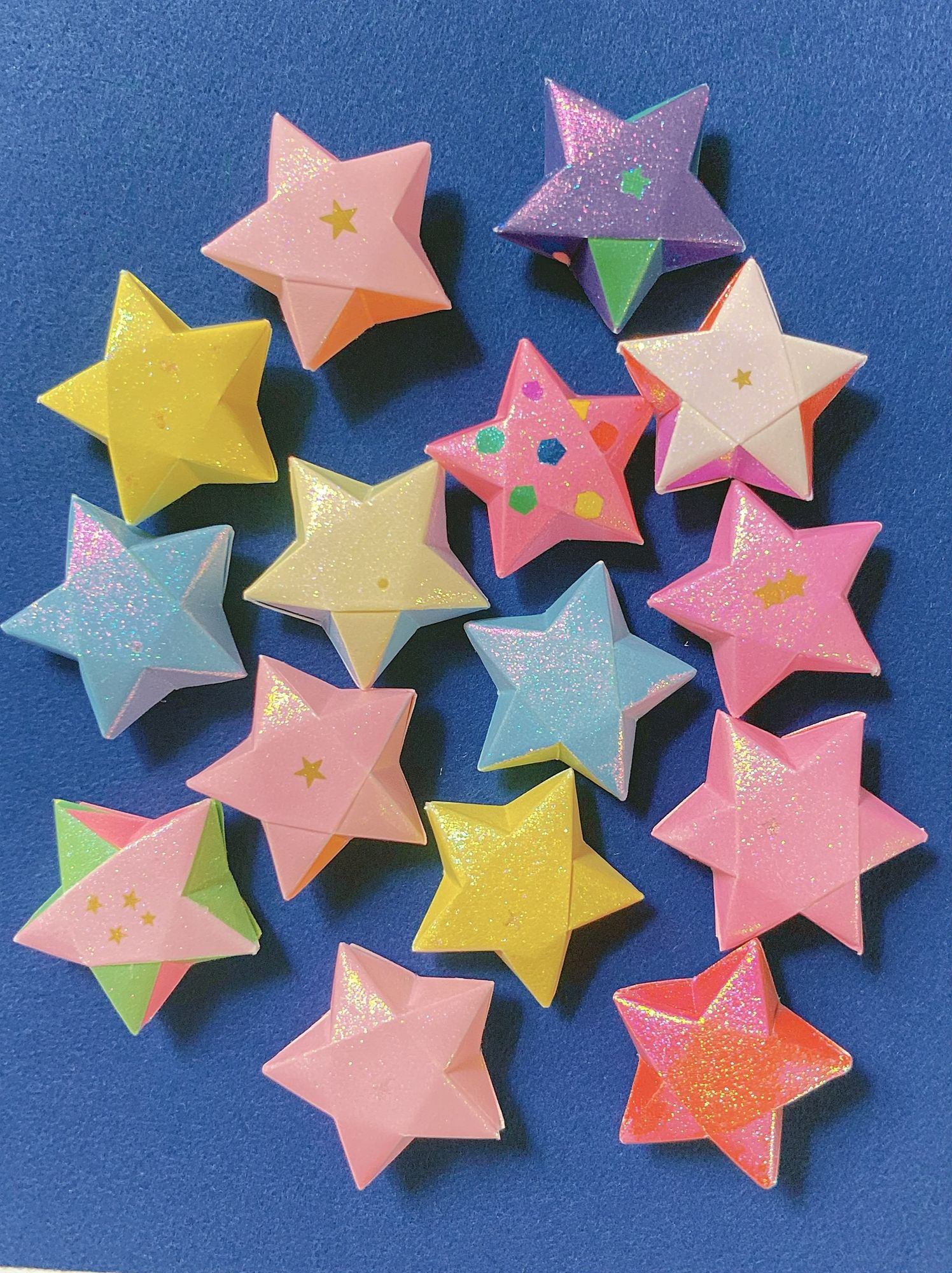 Pastel Origami Stars Illustration Poster. poster — illustration art