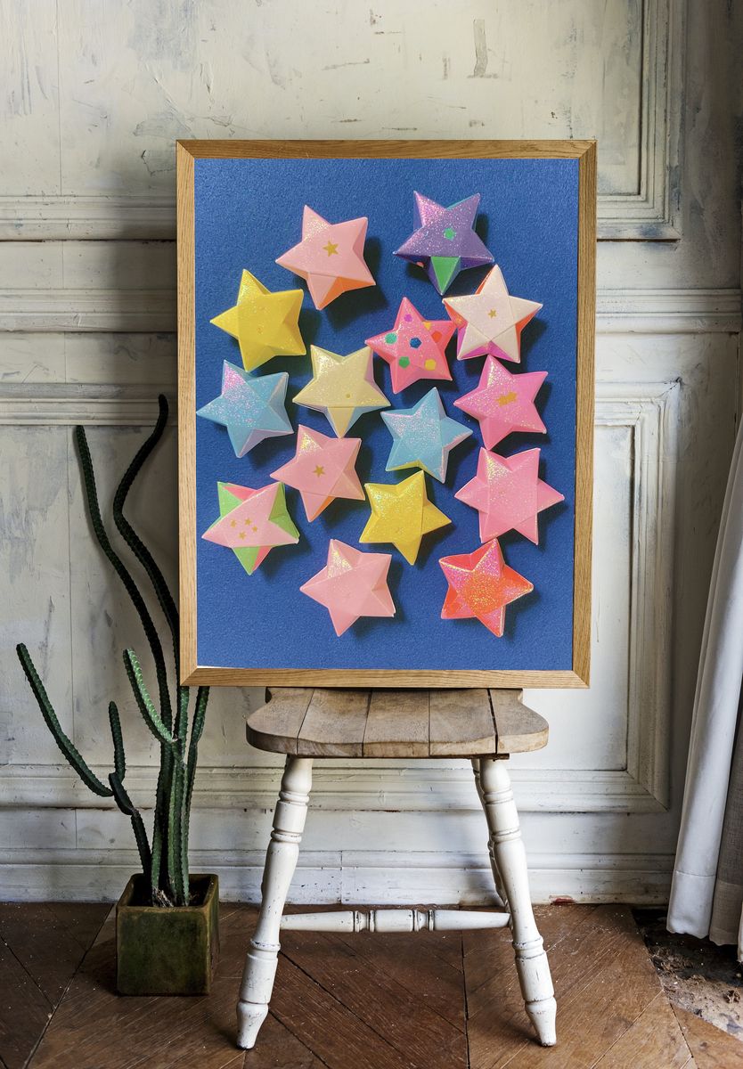Pastel Origami Stars Illustration Poster. room preview