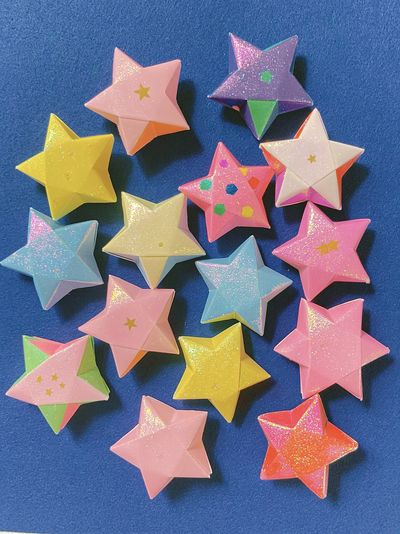 Pastel Origami Stars Illustration Poster. poster