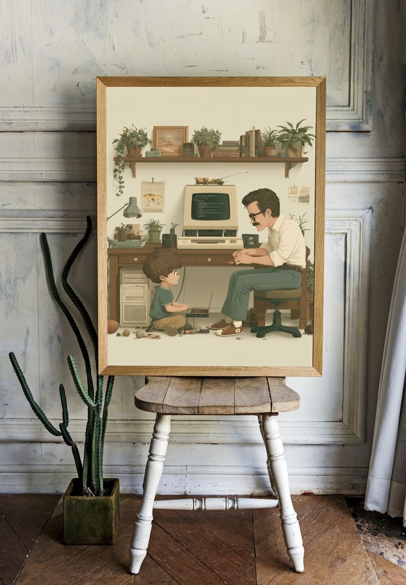 Retro Computer Study Illustration Poster. room preview