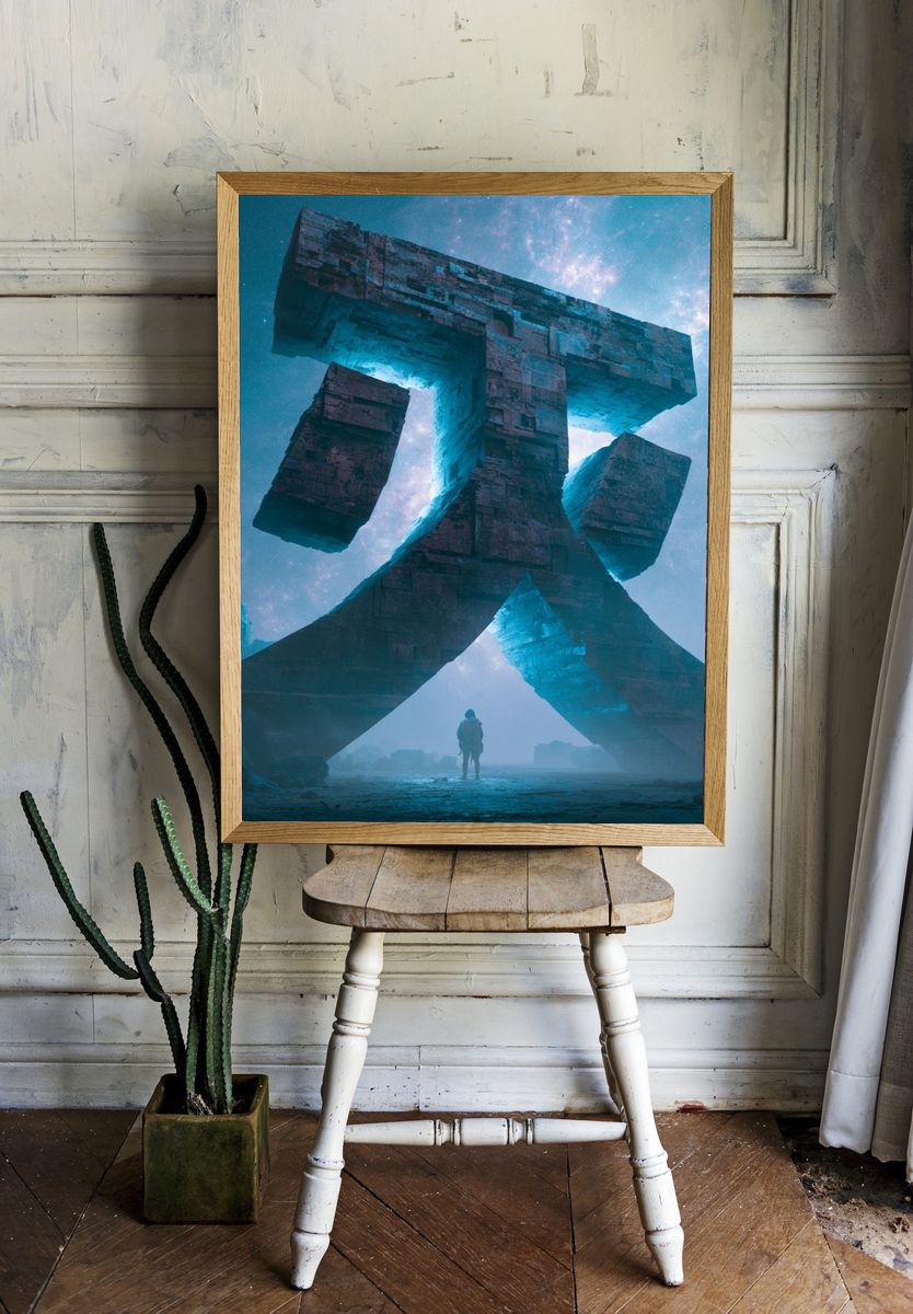 Cosmic Monolith Surrealism Print. — room view 1