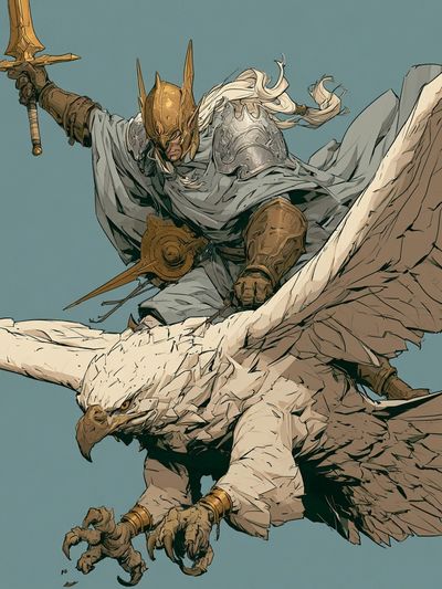 Winged Warrior Fantasy Illustration Poster.