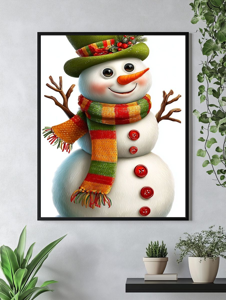 Festive Snowman Illustration Poster. — room view 4
